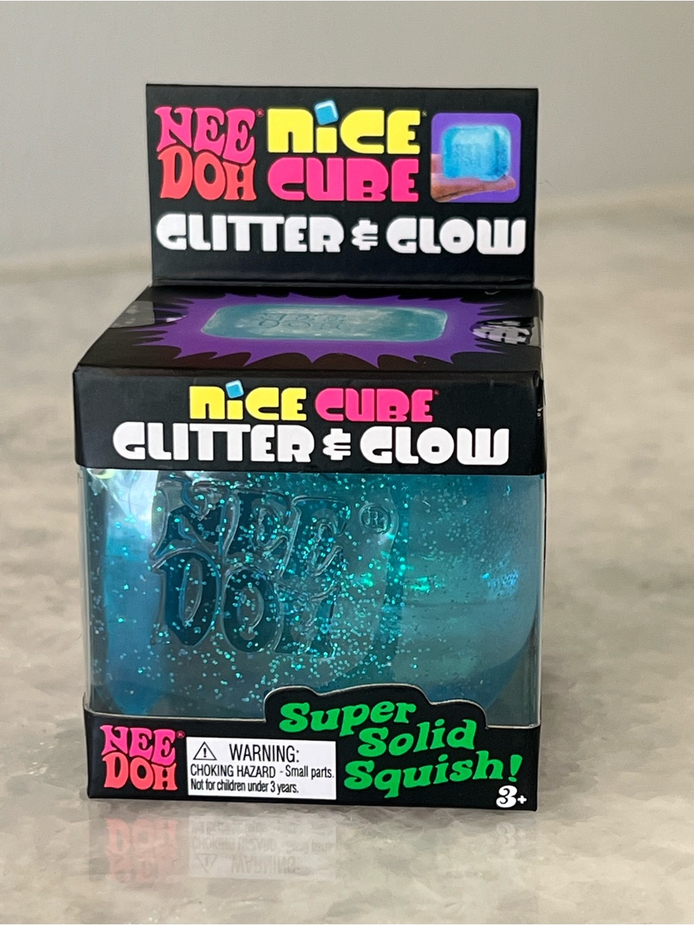 NeeDoh Nice Cube Glitter & Glow - Blue Glitter